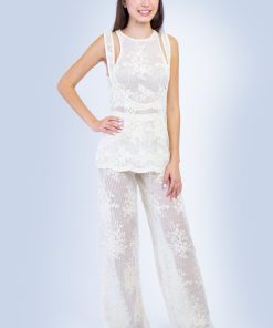 Natural Applique Lace Pant