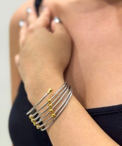 Silver & Gold Balls Spiral Bracelets