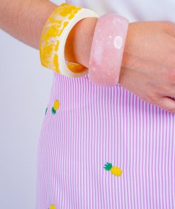 Yellow and White Acrylic Bracelet