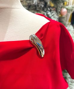 Silver Geometric Strip Brooch