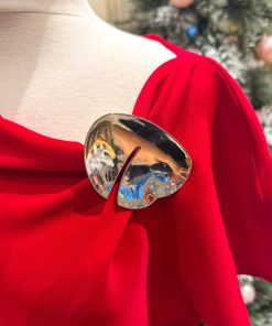 Silver Irregular Shaped Leaf Brooch