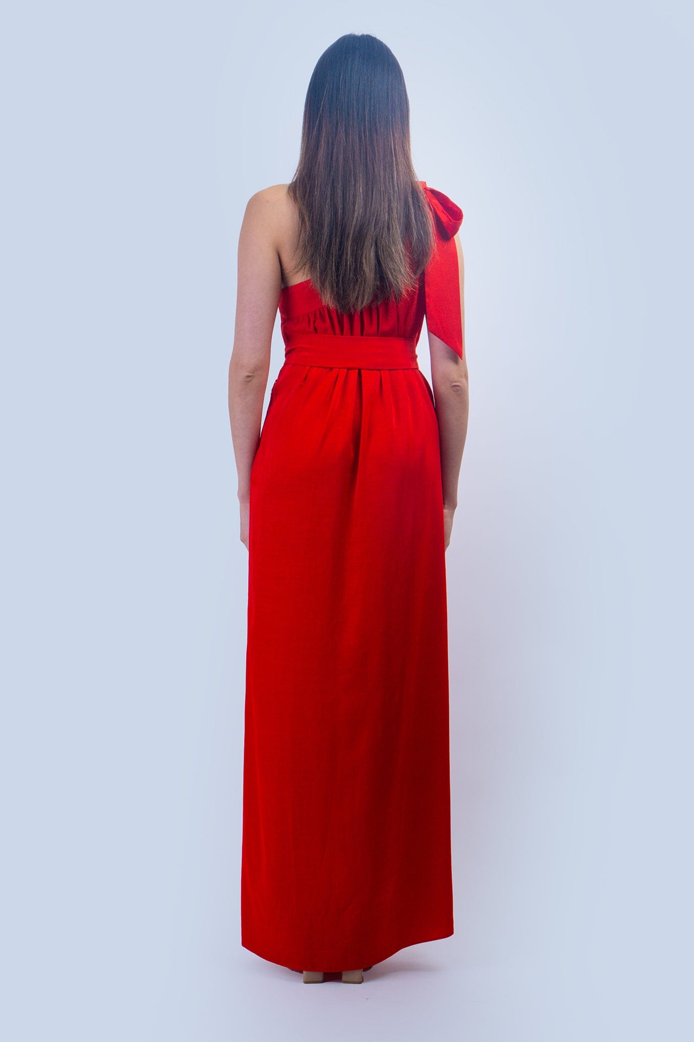 Red One Shoulder Relax Maxi Dress - Image 4