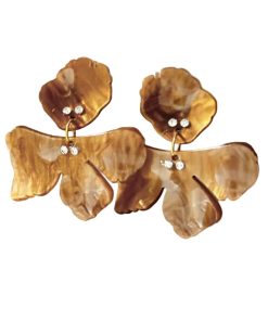 Coffee Color Acrylic Petal Earrings
