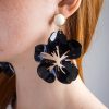 Black Resin Flower Earrings