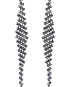 Black Rhinestone Geometric Earring