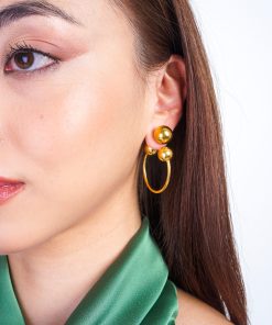 Gold C Shape Round Chunky Earring