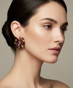 Gold Copper Gravel Beaded Earrings