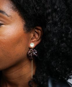 Gold Leopard Print Flower Tassel Earrings