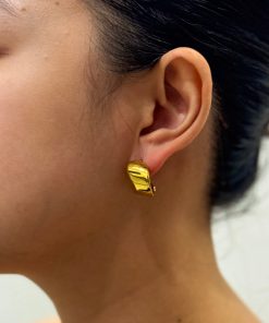 Gold Stainless Steel C-Ring Earrings