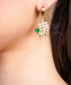 Gold Stainless Steel Leaf Hoop Earring