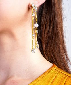 Gold Zircon Teardrop Earrings