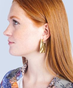 Matte Gold Wrinkle Rectangle Earrings