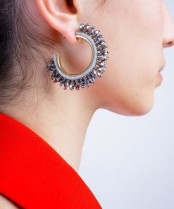 Chrome  Beads Hoop Earring