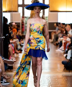 Floral Strapless Mini Dress Tulle Trim with Tale