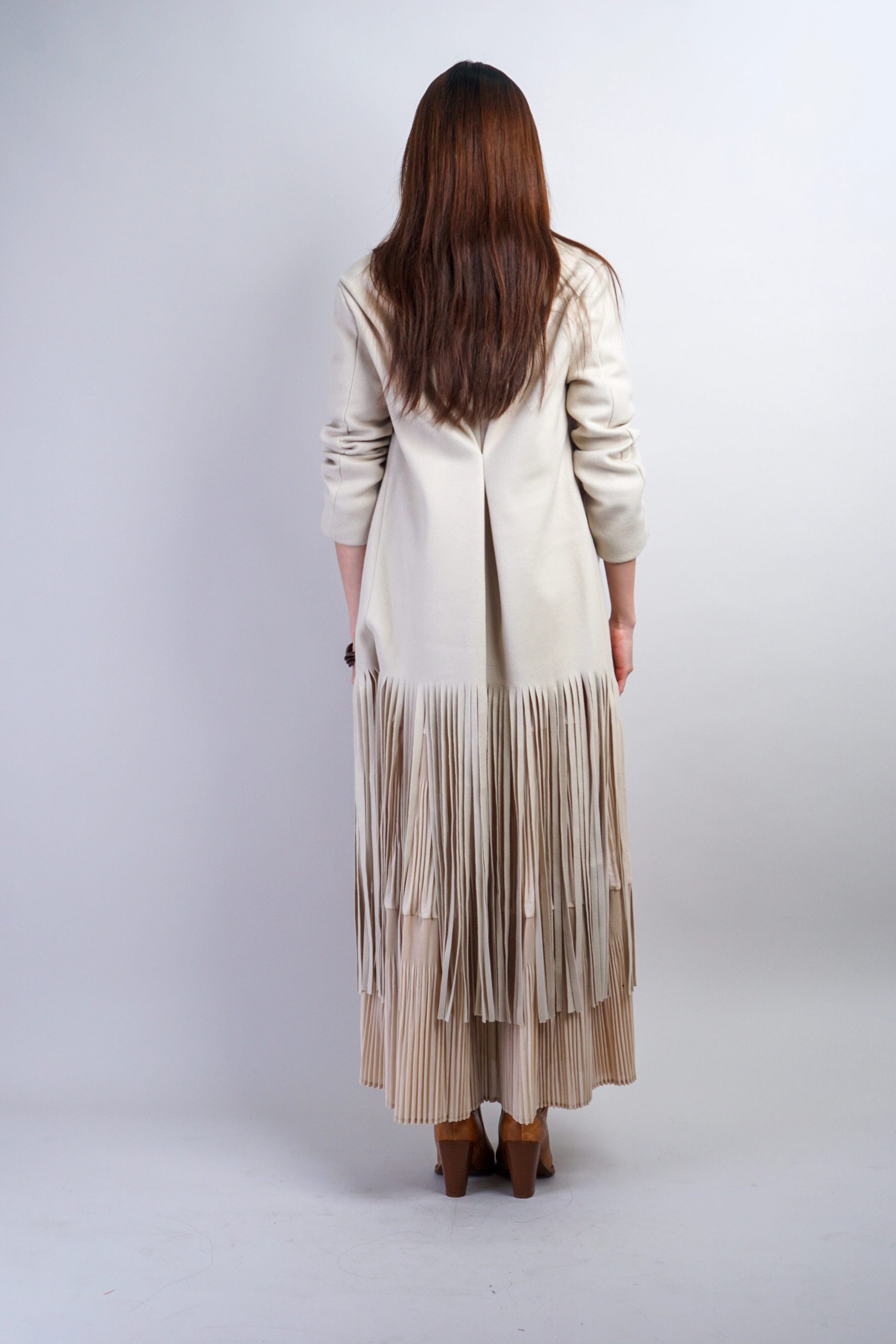 Beige Fringe Coat Jacket - Image 4