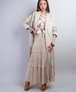 Beige Fringe Coat Jacket