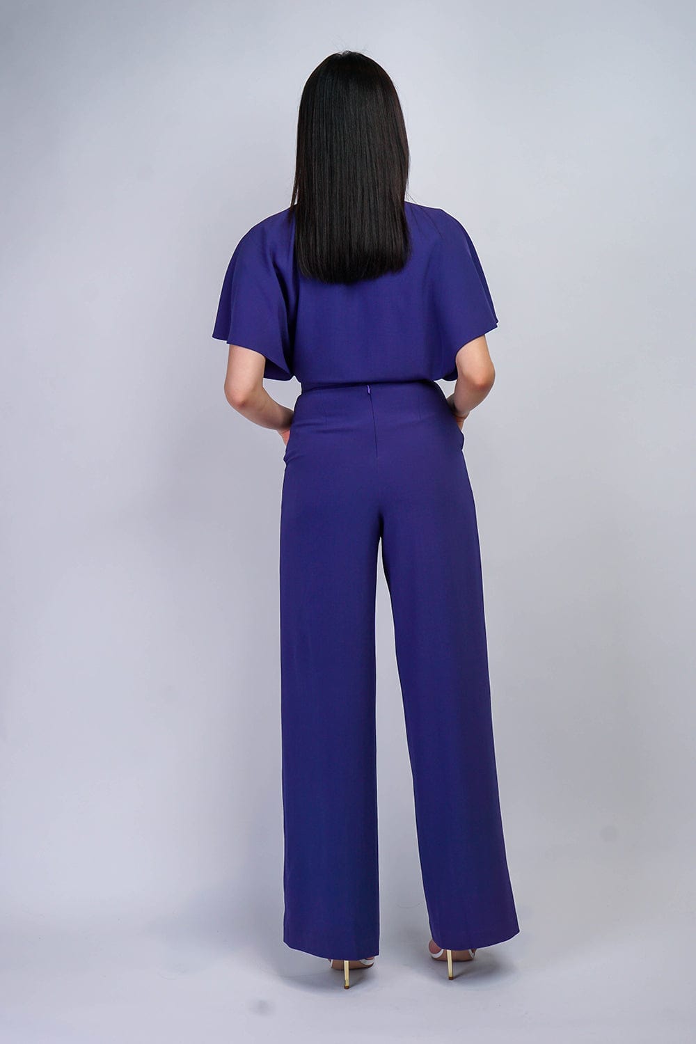 Bluebonnet Pleated Wrap Necee Jumpsuit - Image 2