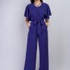Bluebonnet Pleated Wrap Necee Jumpsuit