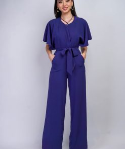 Bluebonnet Pleated Wrap Necee Jumpsuit