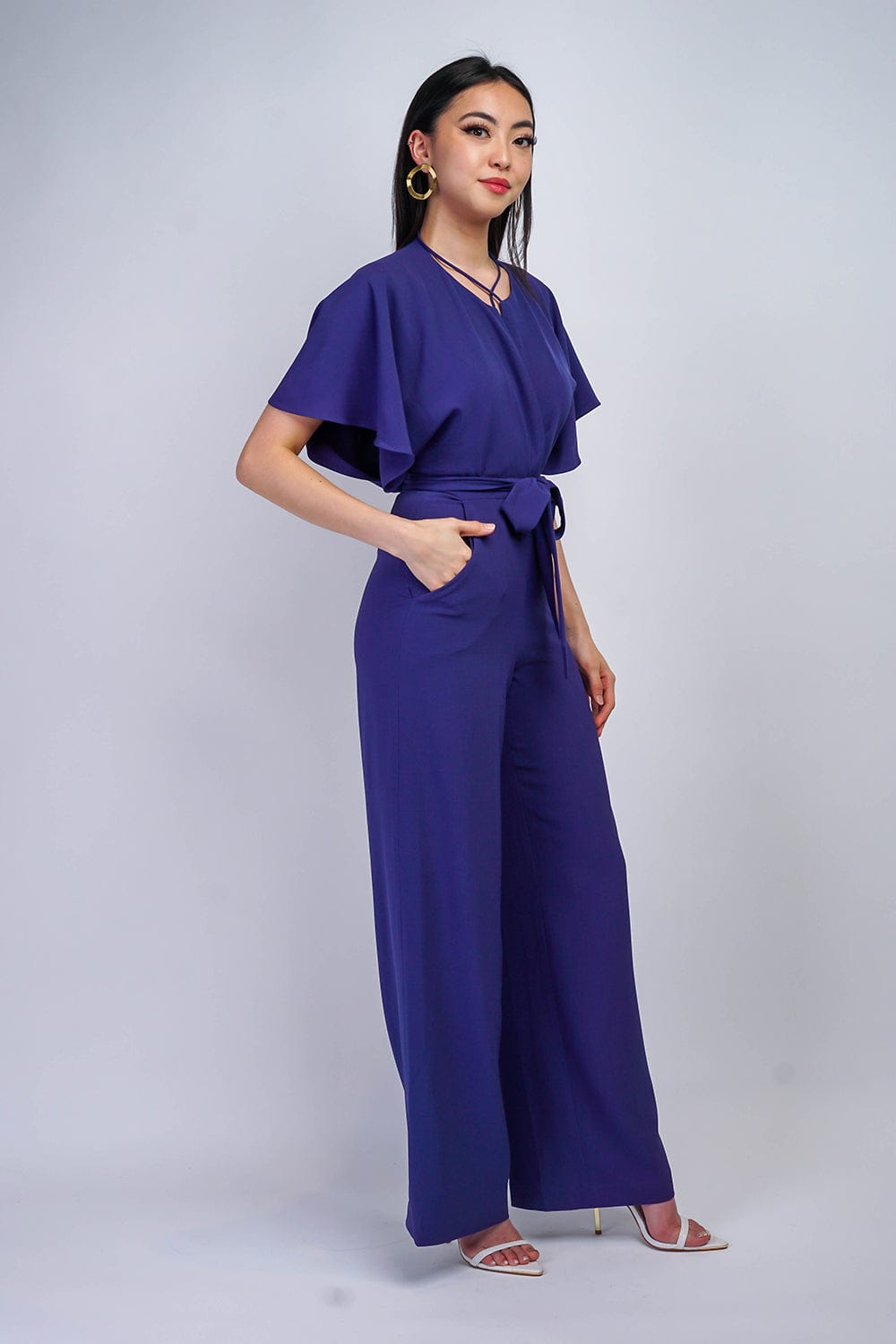 Bluebonnet Pleated Wrap Necee Jumpsuit - Image 3