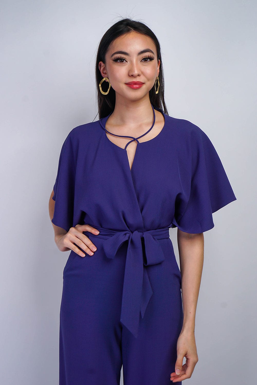 Bluebonnet Pleated Wrap Necee Jumpsuit - Image 4