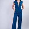 Sapphire Blue Luxe V Neck Aiden Jumpsuit
