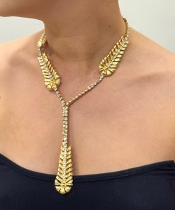 Gold Diamond Leaf Necklace