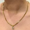 Gold Oval Zircon Long Necklace