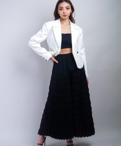 Black Wavy Pleated Pant