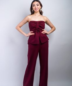 Burgundy Knit Straight Pant