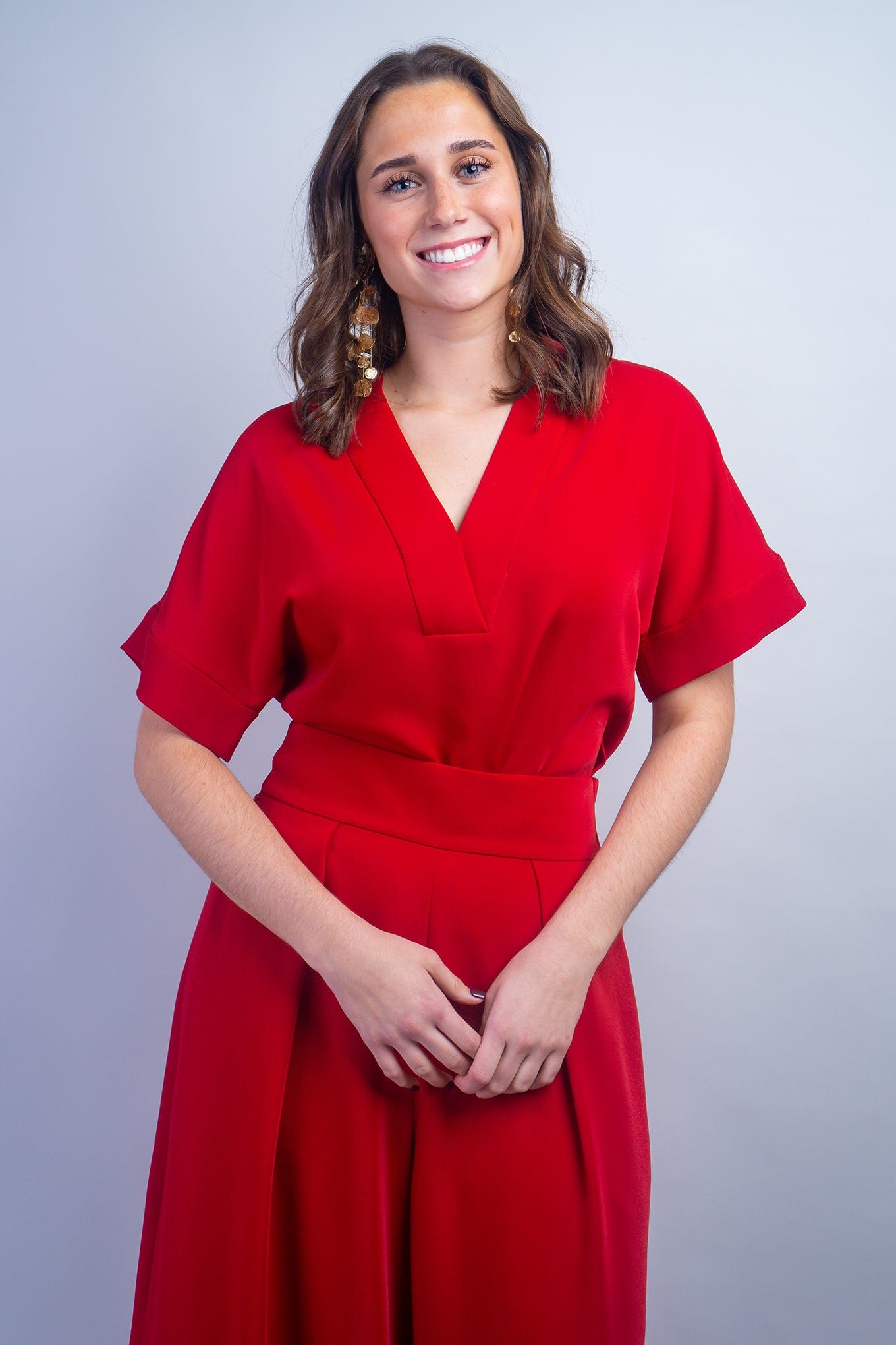 Red Pleated High Waist Wide Leg Kira Pants - Image 3