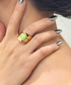 Gold Natural Stone Irregular Shaped Ring