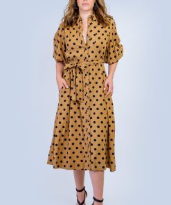 Mocha Black Polka Dot Dress