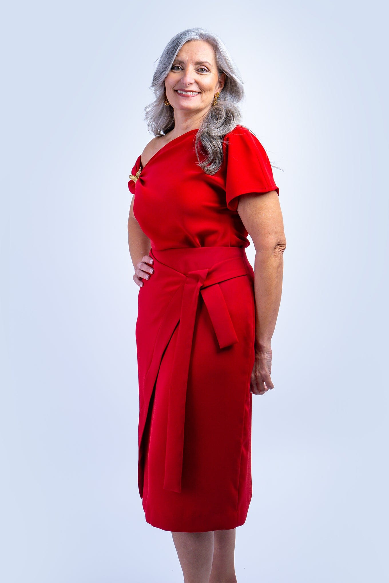 Red Misha Wrapped Midi Skirt - Image 4