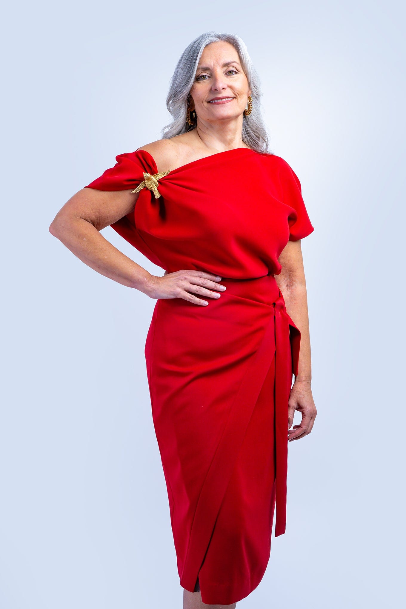 Red Misha Wrapped Midi Skirt - Image 2