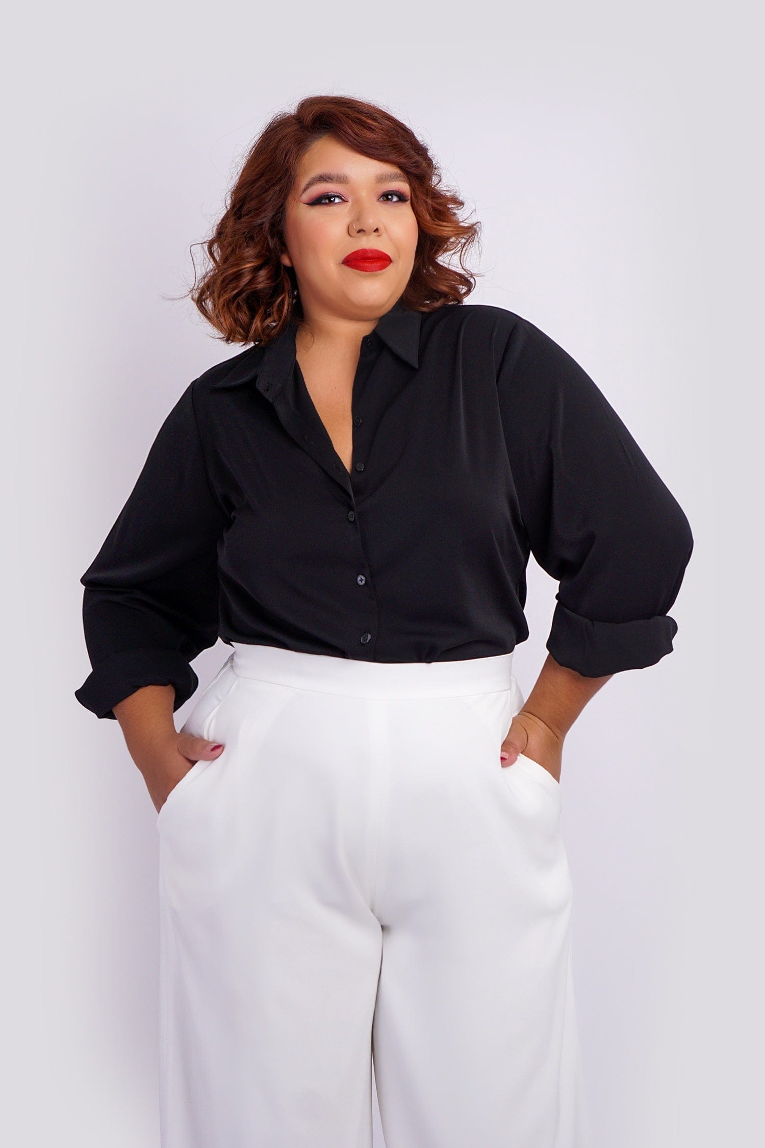 Black Button Up Jennifer Dress Shirt - Image 4