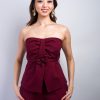 Burgundy Overlap Tube Top