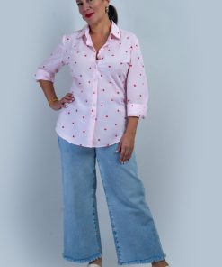 Red Heart Stripe Cotton Dress  Jennifer Shirt