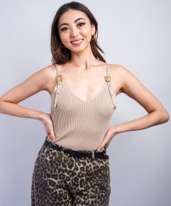 Taupe Buckle Strapped Bodysuit